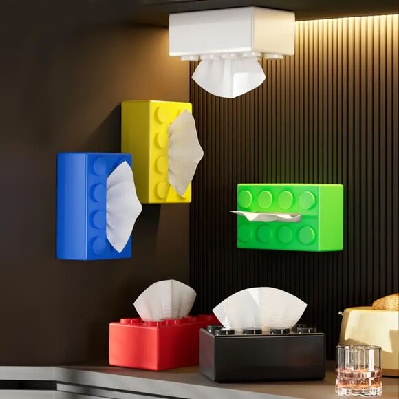 Green Building Block Tissue Box - Toy Brick Design Home Decor for Kids’ Rooms - Picture 3 of 3